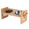 Bamboo Double Dog Raised Bowls Set with 4 Adjustable Heights