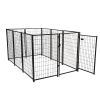 10-Panel Heavy Duty Metal Dog Kennel 82.7"L x 55.1"W x 45.3"H, Black