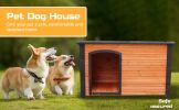 Dog Kennel for Winter with Raised Feet for Large Dogs (Gold red and black) 44.5"*26.4"*27.8"(M)