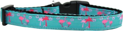 Pink Flamingos Nylon Ribbon Dog Collar