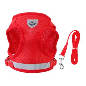 Pet Mesh Harness Dog Leash (Option: Red_L)