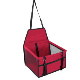 Dog Booster Car Seat Foldable Travel Carrier w/ Clip-on Safety Leash (Option: Red)