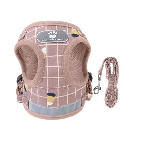 Pet Mesh Harness Dog Leash Set (Option: PinkCheckered_XS)