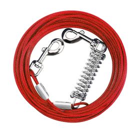 29.5FT Dog Tie Cable with Durable Spring 360° Rotatable Clips PVC Case (Option: Red_9M)