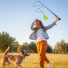 Extendable Dog Flirt Pole with Lure 10.23-26.77in with 2 Replaceable Interactive Tail Toys