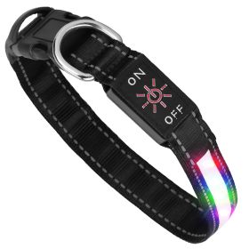 Light Up Dog Collar with 9 Light Colors (Option: S)