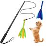 Extendable Dog Flirt Pole with Lure 10.23-26.77in with 2 Replaceable Interactive Tail Toys