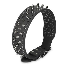 Leather Collar Spiked (Option: BLK_S)