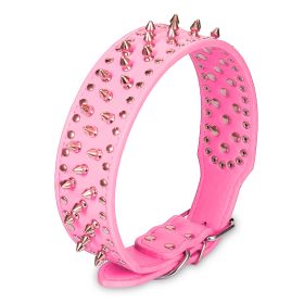 Leather Collar Spiked (Option: Pink_M)