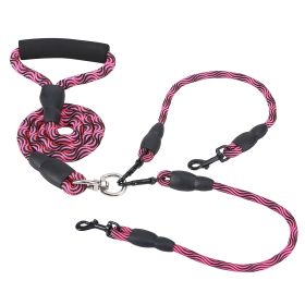 Double Dogs Leash No-Tangle w/ Swivel Coupler Padded Handle (Option: RoseRed)