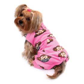 Silly Monkey Front Sleeveless Fleece Pajamas (Color: Pink, size: S)