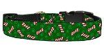 Candy Cane Bones Nylon Dog Collar (Color/Size: Medium Narrow)