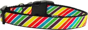 Striped Rainbow Nylon Dog Collar