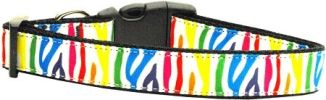 Zebra Rainbow Nylon Dog Collar