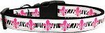 Pink Fleur de Lis Nylon Dog Collar