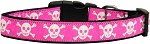 Pink Skulls Nylon Dog Collar