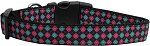 Pink and Blue Plaid Nylon Dog Collar (Color/Size: Medium Narrow)