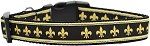 Black and Gold Fleur de Lis Nylon Dog Collar