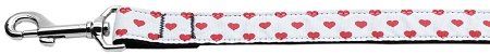 White and Red Dotty Hearts Nylon Dog Leash