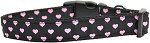 Pink and Black Dotty Hearts Nylon Dog Collar