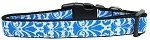 Damask Blue Nylon Dog Collar
