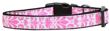 Damask Light Pink Nylon Dog Collar