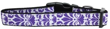 Damask Purple Nylon Dog Collar