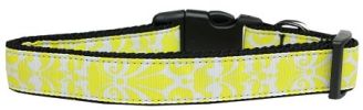 Damask Yellow Nylon Dog Collar