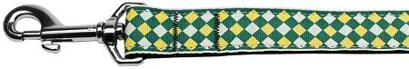 Green Checkers Nylon Dog Leash