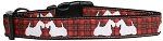 Red Plaid Scottie Pups Nylon Dog Collar (Color/Size: Large)