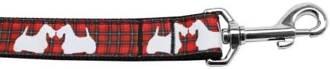 Red Plaid Scottie Pups Nylon Dog Leash