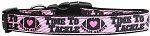 Tackle Breast Cancer Nylon Dog Collar (Color/Size: Large)