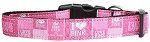 I Heart Pink Nylon Dog Collar (Color/Size: Large)