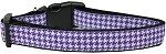 Purple Houndstooth Nylon Dog Collar (Color/Size: Large)