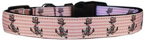 Pink Anchors Nylon Dog Collar (Color/Size: LG)