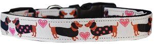 Pink Doxie Love Nylon Dog Collar (Color/Size: LG)
