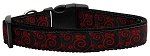 Red and Black Swirly Nylon Dog Collar (Color/Size: Medium Narrow)