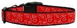 Red and White Swirly Nylon Dog Collar (Color/Size: Medium Narrow)
