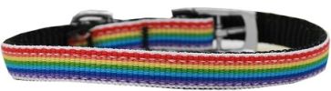 Rainbow Striped Nylon Dog Collar
