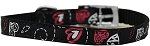 Crazy Hearts Nylon Dog Collar (Color/Size: with classic buckles 3/8" Black Size 10)