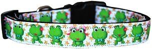Happy Frogs Nylon Dog Collar (Color/Size: LG)