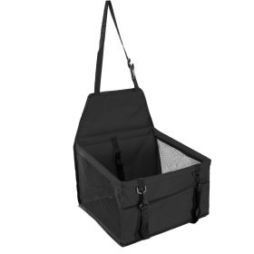 Foldable Dog Booster Car Seat w/ Clip-on Safety Leash (Option: Black)