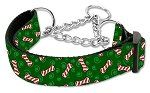 Candy Cane Bones Nylon Ribbon Collar (Color/Size: Martingale Large)