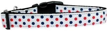 Patriotic Polka Dots Nylon Dog Collar