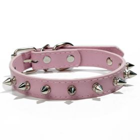 Durable Dog Rivet Collar (Color: Pink, size: L)