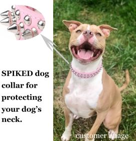 Adjustable Microfiber Leather Spiked Studded Dog Collar with a Squeak Ball Gift (Color: Black, size: XXL(19.7"-22.4" / 50cm-57cm))