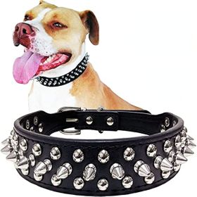 Adjustable Microfiber Leather Spiked Studded Dog Collar with a Squeak Ball Gift (Color: Red, size: S(10.8"-13.2" / 27.5cm-33.5cm))