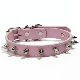 Durable Dog Rivet Collar (Color: Pink, size: XS)