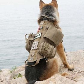 Tactical Dog Harness With 3 Pouches (Color: Black)