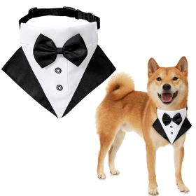 Wedding Suit Dog Collar Triangle Scarf (Color: Blue and black triangle scarf collar set)